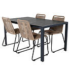 Venture Home Matgrupp Bundy med 4 Levi stolar BreakTable150*90-LindosStackingChairBlackAlu/LatteRope_4 GR21838