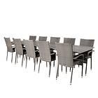 Venture Home Matgrupp Lova med 10 Asta Karmstolar Levels Dining Table 224/324*100 White Alu Grey Aintwood GR18884