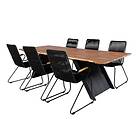 Venture Home Matgrupp Doni med 6 Billy Karmstolar Doory Dining Table black steel acacia top in teak look GR21381