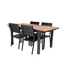 Venture Home Matgrupp Meya med 4 Lova Matstolar Mexico Dining Table 160/240*90 Svart Teak+Levels Chair ( GR18887