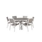 Venture Home Matgrupp Copacabana med 6 Lova Karmstolar Dining Table ø140 White Alu Sprayglass+Levels GR19014