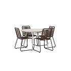 Venture Home Matgrupp Lina Bord med 4 Lindos Stolar Table Beige Round 120 cm +Lindos Diningchair GR23426