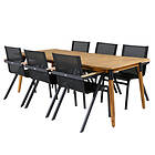 Venture Home Matgrupp Julle med 6 Mendy Matstolar Julian Dining Table Acasia 210*100cm+Mexico Chair Blac GR21327