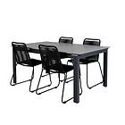 Venture Home Matgrupp Lova med 4 Leon Stapelbara Matstolar Levels Table 160/240 Black/Grey+Lindos Stacking Chair Bl GR21643