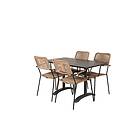 Venture Home Matgrupp Denver med 4 Lindos Stolar Café Table 120*70 Black Alu Aintwood+Lindos GR18916