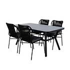 Venture Home Matgrupp Vyn med 4 Julle Stapelbara Matstolar Virya Dining Table BLACK Alu Grey Glass small table+Ju GR21515