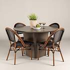 Venture Home Trädgårdsgrupp Santa Fe med 4 Guarda Stolar Dining Table ø120 Roasty +Guarda Caféchair 2-pack Brown/Black _4 GR24340