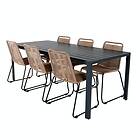 Venture Home Matgrupp Break med 6 Lindos Stolar Table 205*90 Black/Black+Lindos Stacking Chair GR21707