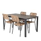 Venture Home Matgrupp Bront med 4 Leon Karmstolar Break Dining Table 150*90 Black Alu Aintwood +Lind GR19028