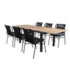 Venture Home Matgrupp Perla med 6 Jefferson Stapelbara Matstolar Panama Table 152/210 Black/Teak+Julian Dining Chair GR21739