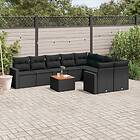 vidaXL Loungegrupp 10 delar med svarta dynor konstrotting 3224277