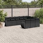 vidaXL Loungegrupp 10 delar med svarta dynor konstrotting 3221884