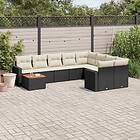 vidaXL Loungegrupp 10 delar med svarta dynor konstrotting 3224285