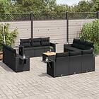 vidaXL Loungegrupp för trädgården m dynor 13 delar svart konstrotting 3224494