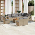 vidaXL Loungegrupp för trädgården m. dynor 11 delar beige konstrotting 3224617