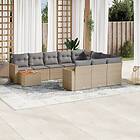 vidaXL Loungegrupp för trädgården m. dynor 11 delar beige konstrotting 3224309