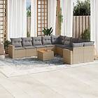 vidaXL Loungegrupp för trädgården m. dynor 11 delar beige konstrotting 3224316