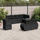 vidaXL Loungegrupp för trädgården med dynor 8 delar svart konstrotting 3221634