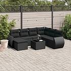 vidaXL Loungegrupp för trädgården med dynor 8 delar svart konstrotting 3221704