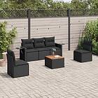 vidaXL Loungegrupp med dynor 6 delar svart konstrotting 3224501