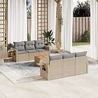 vidaXL Matgrupp för trädgården med dynor 7 delar beige konstrotting 3224456