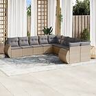 vidaXL Soffgrupp för trädgård med dynor 10 delar beige konstrotting 3221908