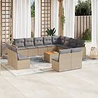 vidaXL Soffgrupp för trädgården med dynor 13 delar beige konstrotting 3224372