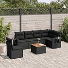 vidaXL Soffgrupp för trädgården med dynor 7 delar svart konstrotting 3224585