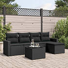 vidaXL Loungegrupp med dynor 6 delar svart konstrotting 3251232