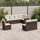 vidaXL Loungegrupp för trädgården med dynor 8 delar brun konstrotting 3251410