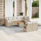 vidaXL Soffgrupp för trädgård med dynor 10 delar beige konstrotting 3224714