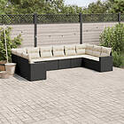 vidaXL Loungegrupp 10 delar med svarta dynor konstrotting 3251803