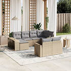 vidaXL Soffgrupp för trädgård med dynor 10 delar beige konstrotting 3261289