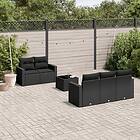 vidaXL Loungegrupp med dynor 6 delar svart konstrotting 3251032