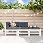 vidaXL Loungegrupp för trädgården 3 delar vit massiv furu 825647