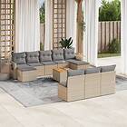 vidaXL Loungegrupp för trädgården m. dynor 11 delar beige konstrotting 3224771