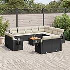 vidaXL Loungegrupp för trädgården m dynor 13 delar svart konstrotting 3224831