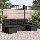 vidaXL Loungegrupp med dynor 6 delar svart konstrotting 3251652