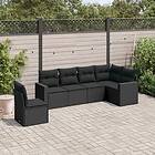 vidaXL Loungegrupp med dynor 6 delar svart konstrotting 3251362