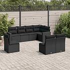 vidaXL Loungegrupp för trädgården med dynor 8 delar svart konstrotting 3251402