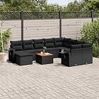 vidaXL Loungegrupp för trädgården m. dynor 11 delar konstrotting svart 3224851