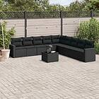 vidaXL Loungegrupp 10 delar med svarta dynor konstrotting 3251432