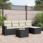 vidaXL Loungegrupp med dynor 6 delar svart konstrotting 3251233
