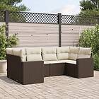 vidaXL Loungegrupp för trädgården m dynor 6 delar brun konstrotting 3251720