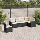 vidaXL Loungegrupp med dynor 6 delar svart konstrotting 3251363