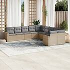 vidaXL Soffgrupp för trädgård med dynor 10 delar beige konstrotting 3251846