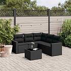 vidaXL Loungegrupp med dynor 6 delar svart konstrotting 3251292