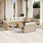 vidaXL Soffgrupp för trädgården 14 delar med dynor beige konstrotting 3224840