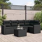 vidaXL Loungegrupp med dynor 6 delar svart konstrotting 3251272