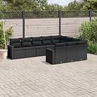 vidaXL Loungegrupp 10 delar med svarta dynor konstrotting 3251822